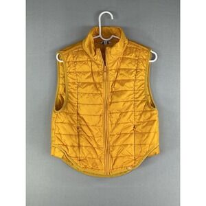 JoyLab Quilted Puffer Vest Womens Small Yellow Zip Front Lightweight